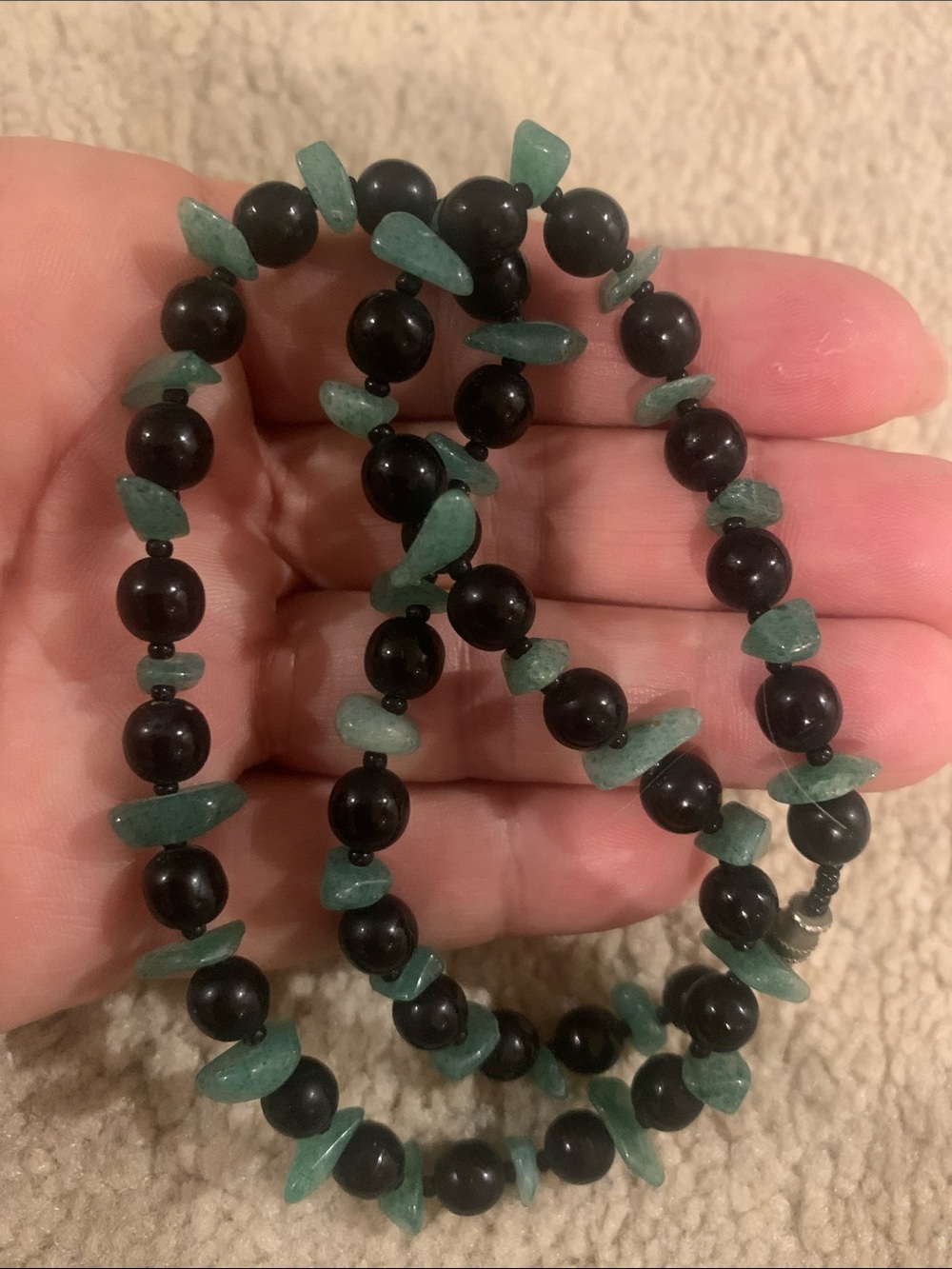 Green Aventurine and Black Onyx Women's Necklace